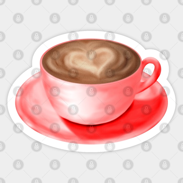 Valentine Love Cappuccino Art Heart Sticker by H. R. Sinclair
